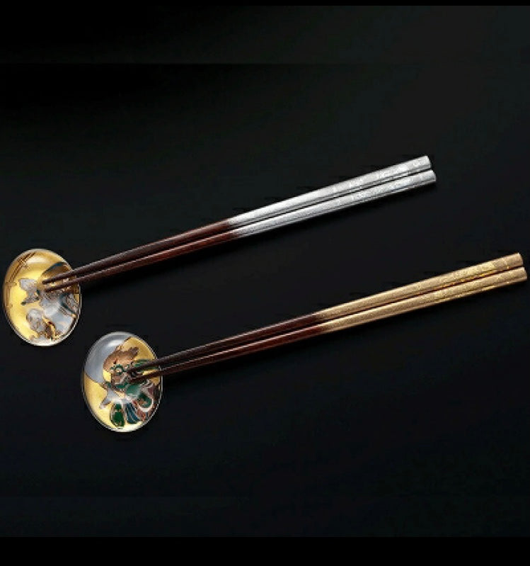 日本伝統工芸　　若狭漆箸「風神・雷神」#WL-1