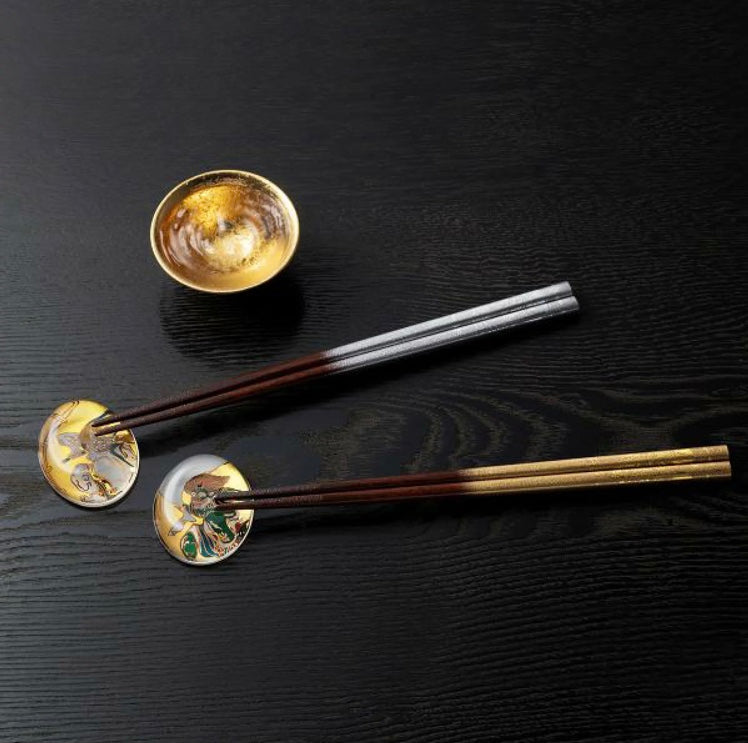 日本伝統工芸　　若狭漆箸「風神・雷神」#WL-1