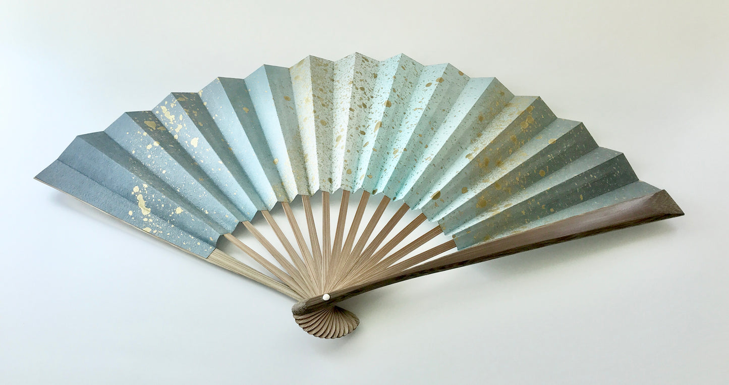 Kyosensu Folding Fan x MUSUHI Blue & Gold Gradient #KS-3