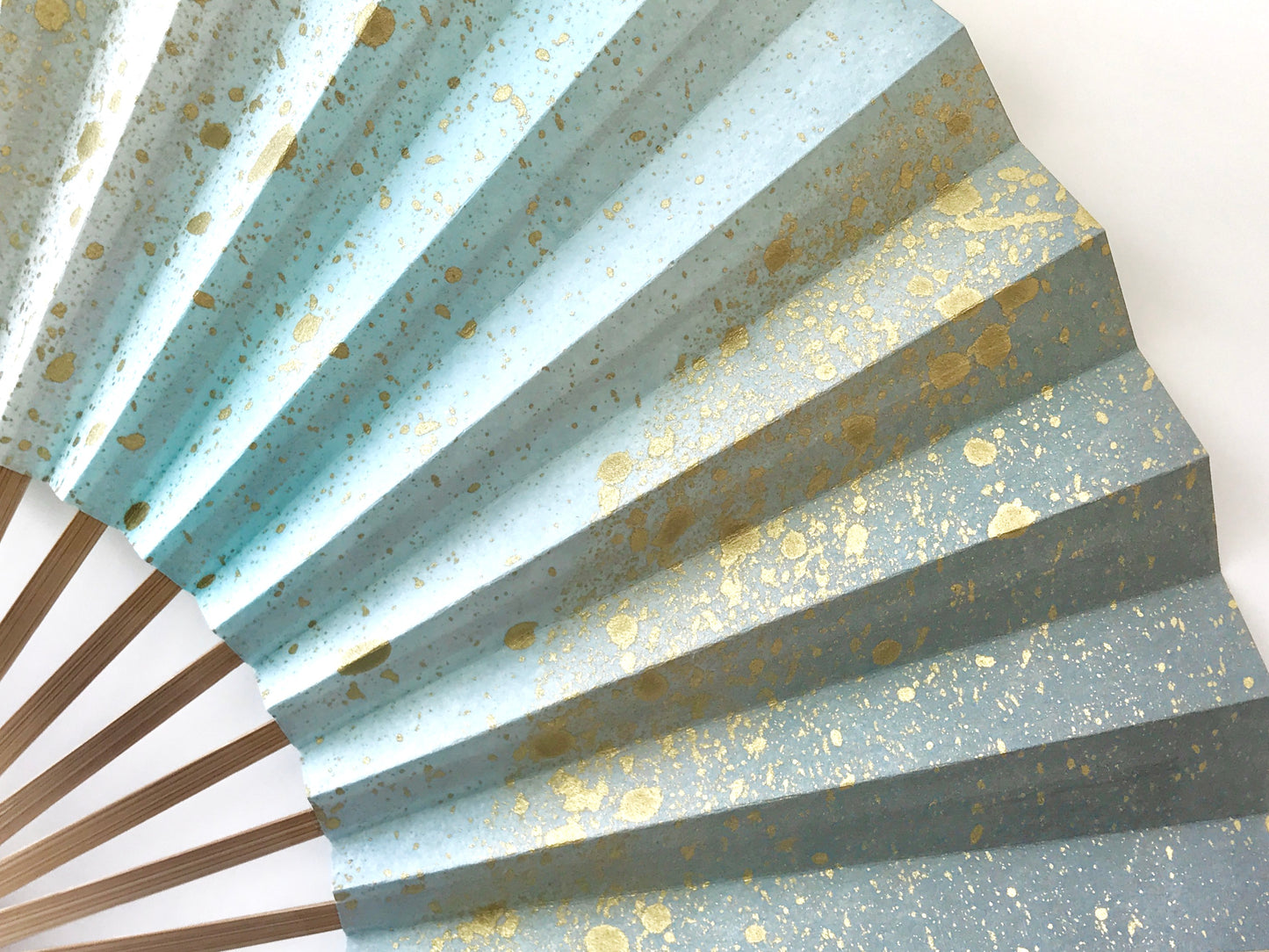 Kyosensu Folding Fan x MUSUHI Blue & Gold Gradient #KS-3