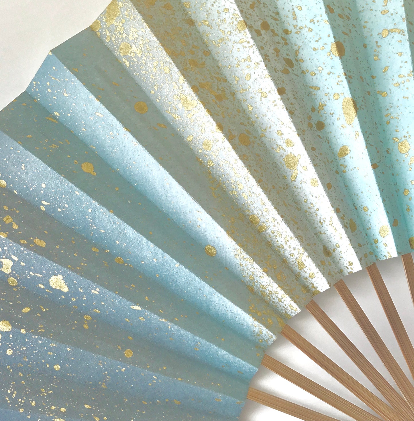 Kyosensu Folding Fan x MUSUHI Blue & Gold Gradient #KS-3