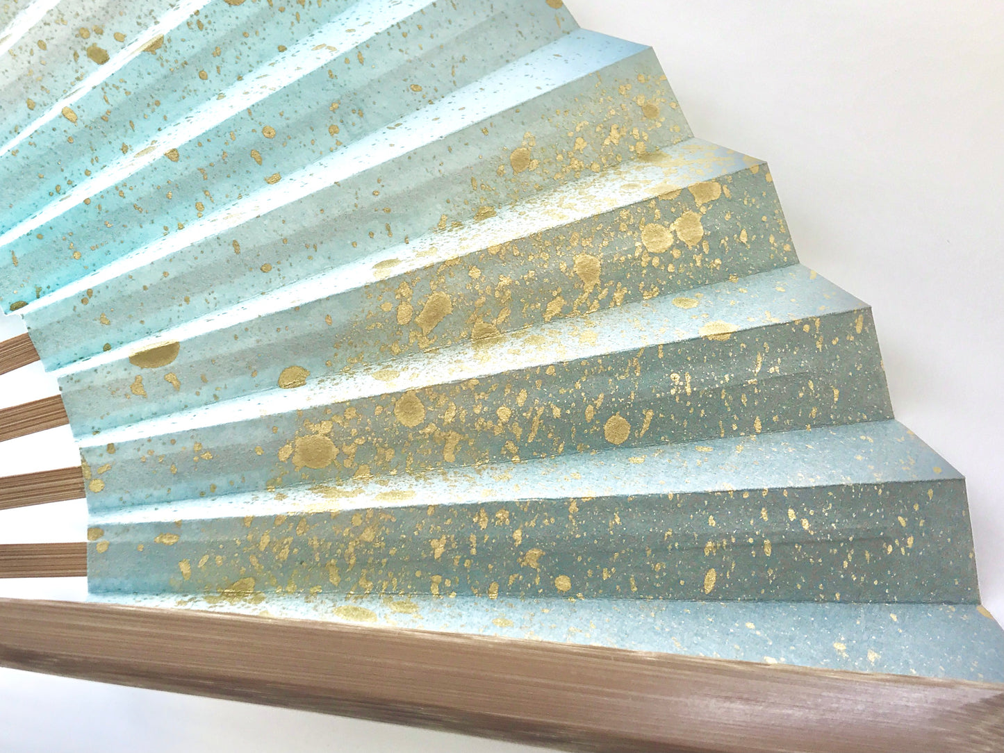 Kyosensu Folding Fan x MUSUHI Blue & Gold Gradient #KS-3