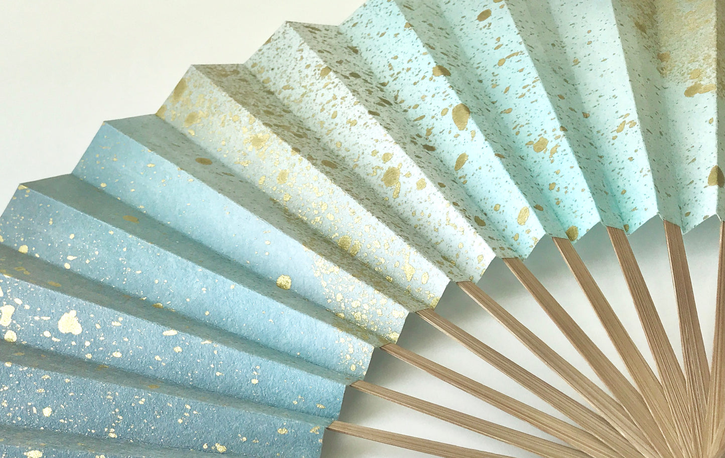 Kyosensu Folding Fan x MUSUHI Blue & Gold Gradient #KS-3