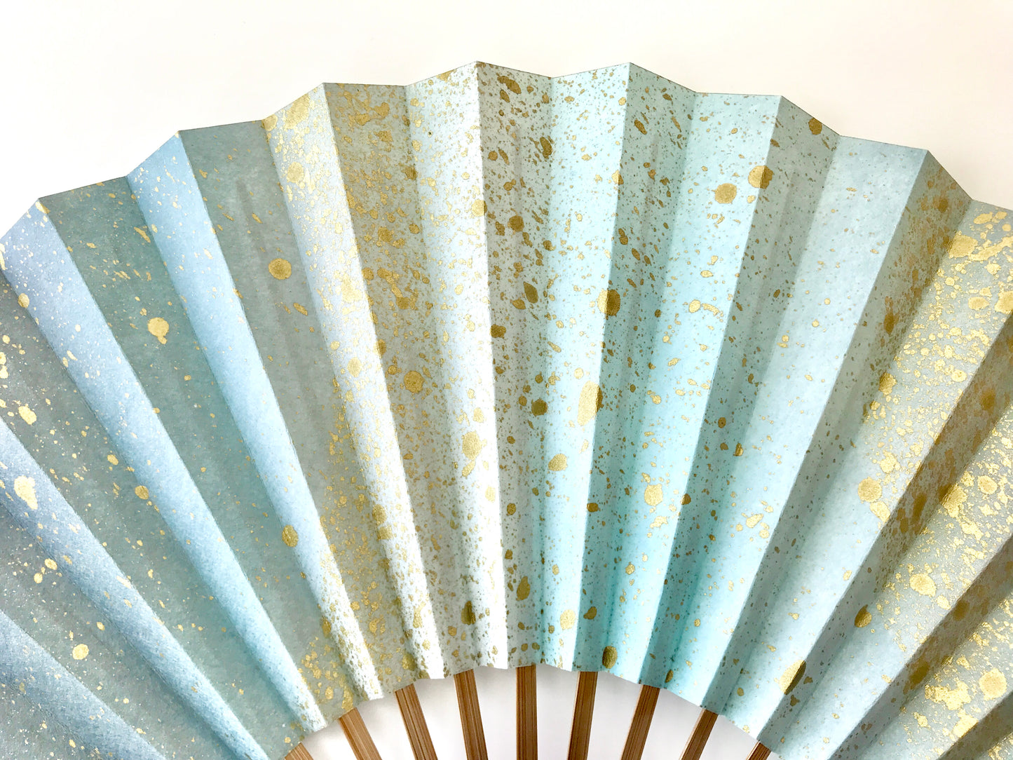 Kyosensu Folding Fan x MUSUHI Blue & Gold Gradient #KS-3