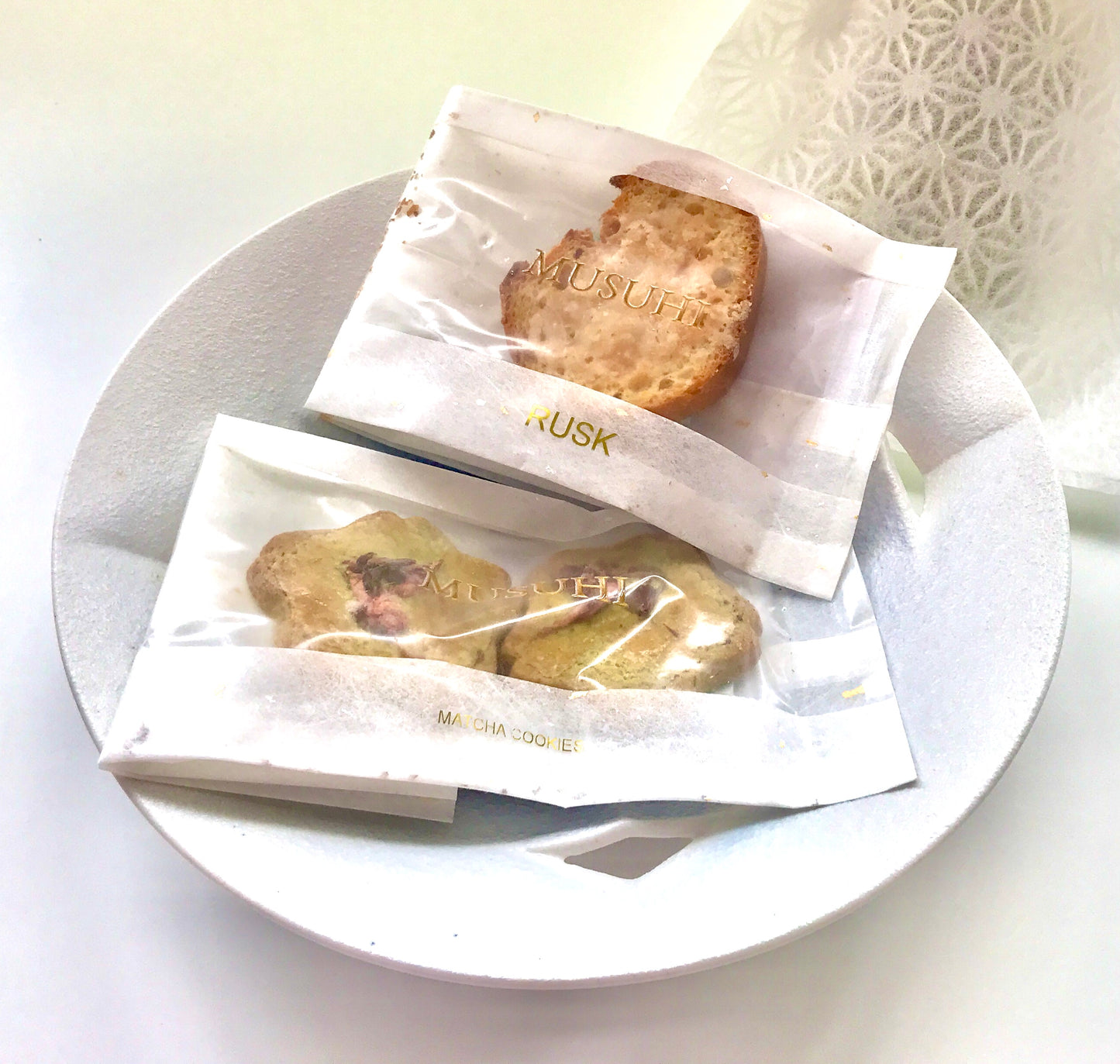 MUSUHI SWEETS アソート 土佐和紙 麻の葉柄 袋入り　(2袋入り)