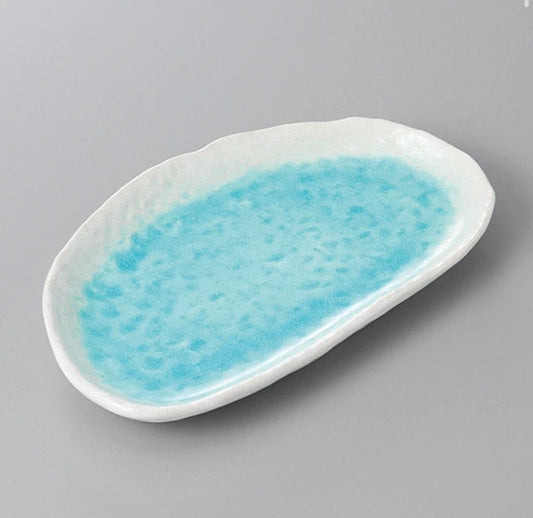 美濃焼 食器 白流水半月皿 (S) #MW-22
